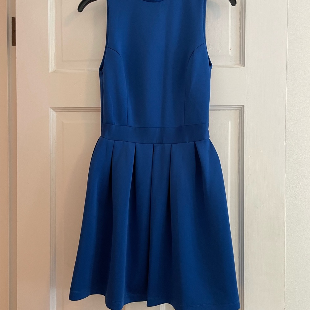 Honey and Rosie Blue Halter Fit and Flare Dress
